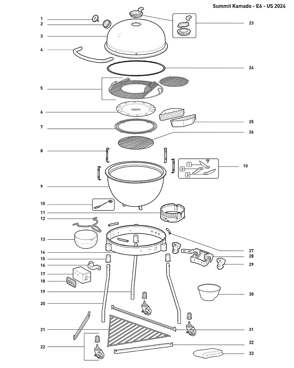 Výkres dílů grilu Weber Weber® Kamado Grill (1501311)