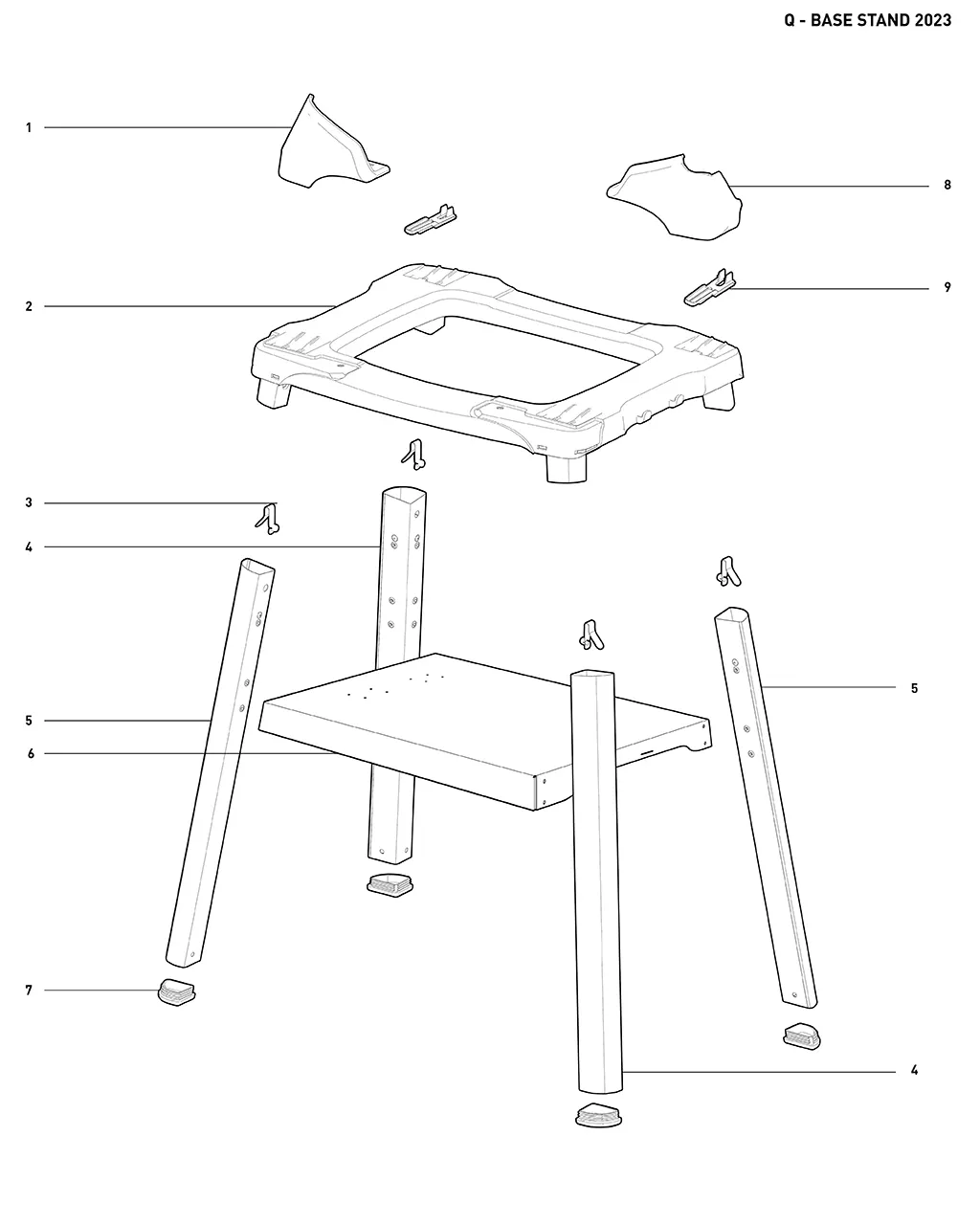 Výkres dílů grilu Weber Weber Weber® Baby Q® and Q™ Compact Stand (3400177)