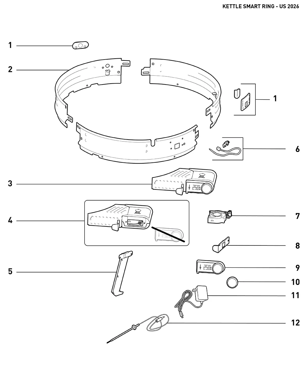 Výkres dílů grilu Weber Kettle Smart Ring (3400653)